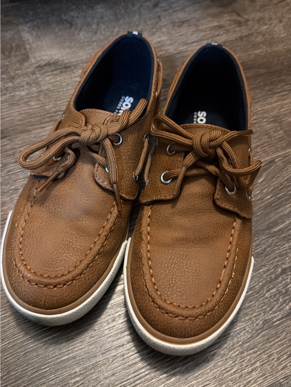 SO Men's Tan Brown Leather Boat Shoes